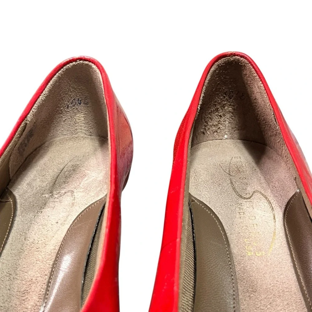 Vtg Easy Spirit Leather Pumps Sz 9 Red Beaded Bow Detail 2.75
